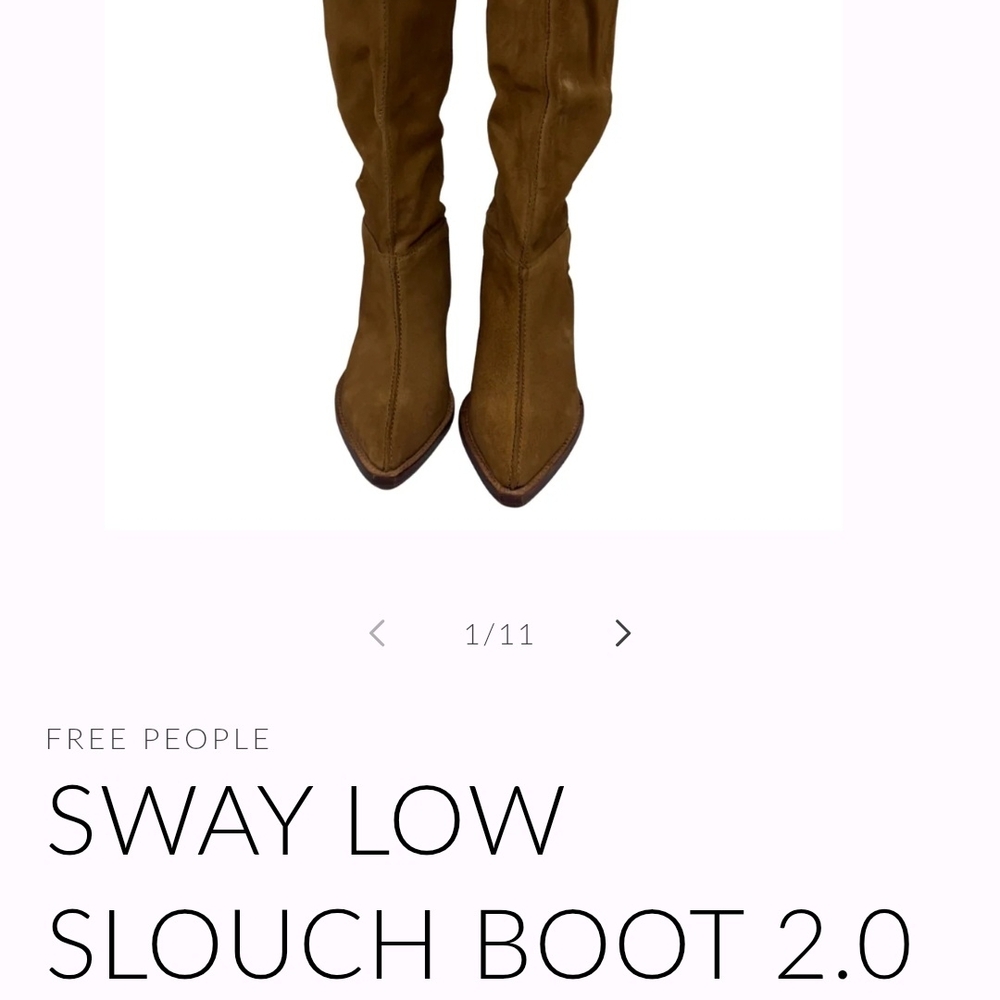 ๐๐Free People Brand, Brown SUEDE Sway Low Slouch Boots TRENDY ๐๐ - Picture 5 of 5